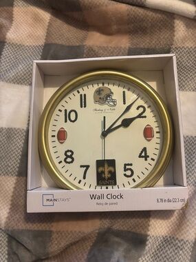 Mainstays Gold and Black New Orleans Saints Wall Clock